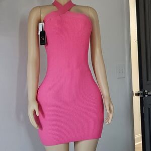 Pink Halter Bodycon Dress